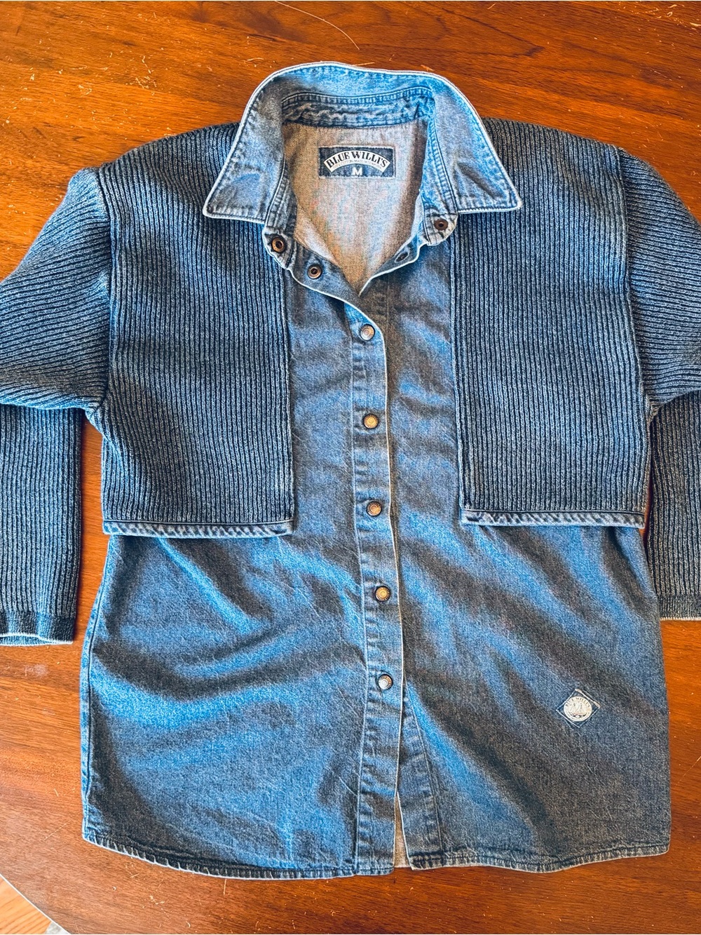 Blue Willi’s 🌱 Denim Knit Sweater 100% Cotton M Scandinavian Danish